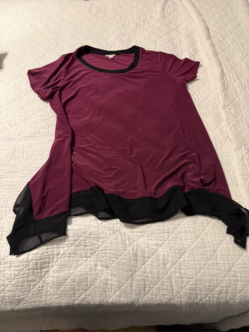 Women’s Short-Sleeve Berry Tunic Top/Dress with Black Trim